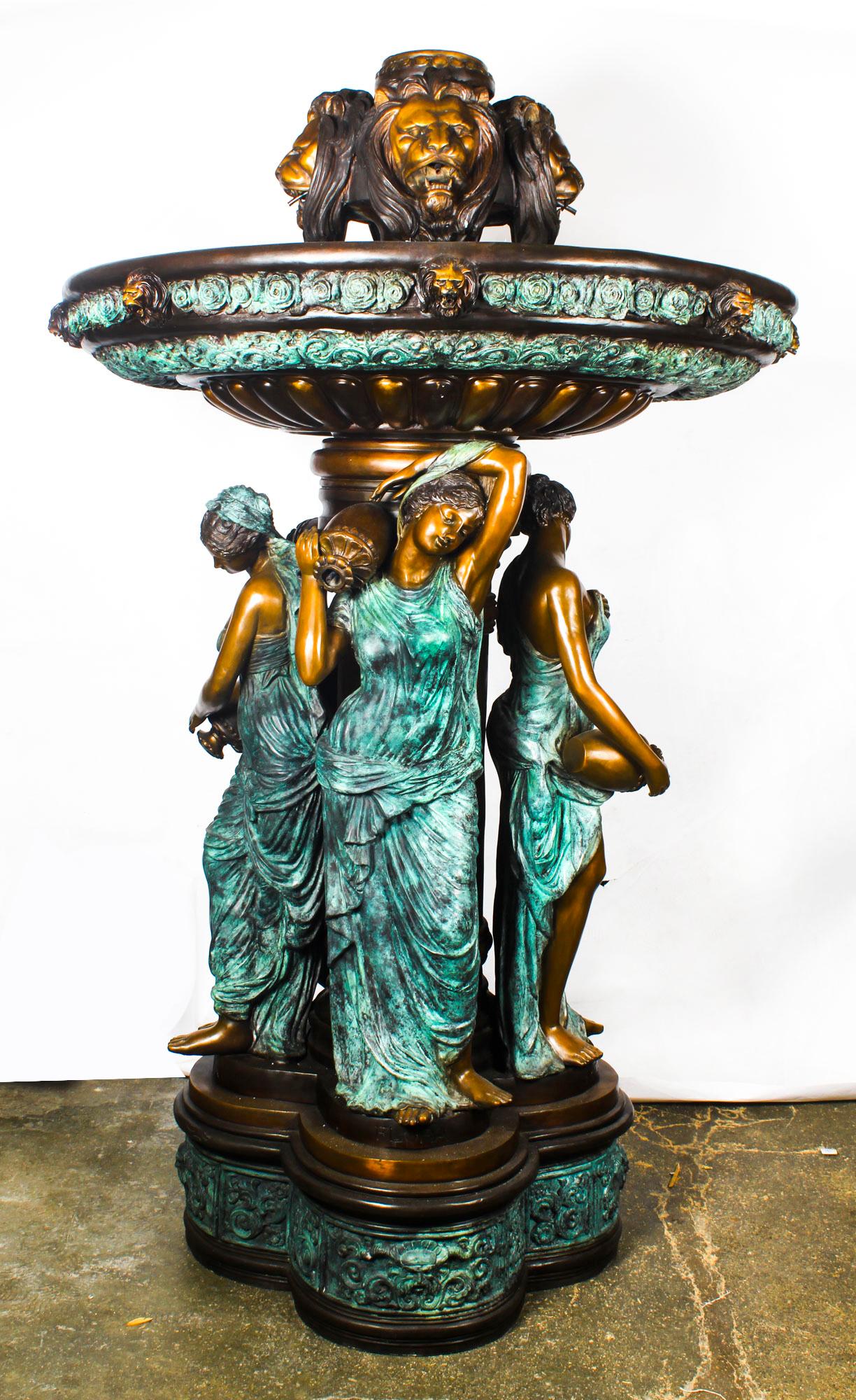 Vintage Monumental Neo-Classical Revival Bronze Sculptural Pond Fountain 20th C For Sale 7