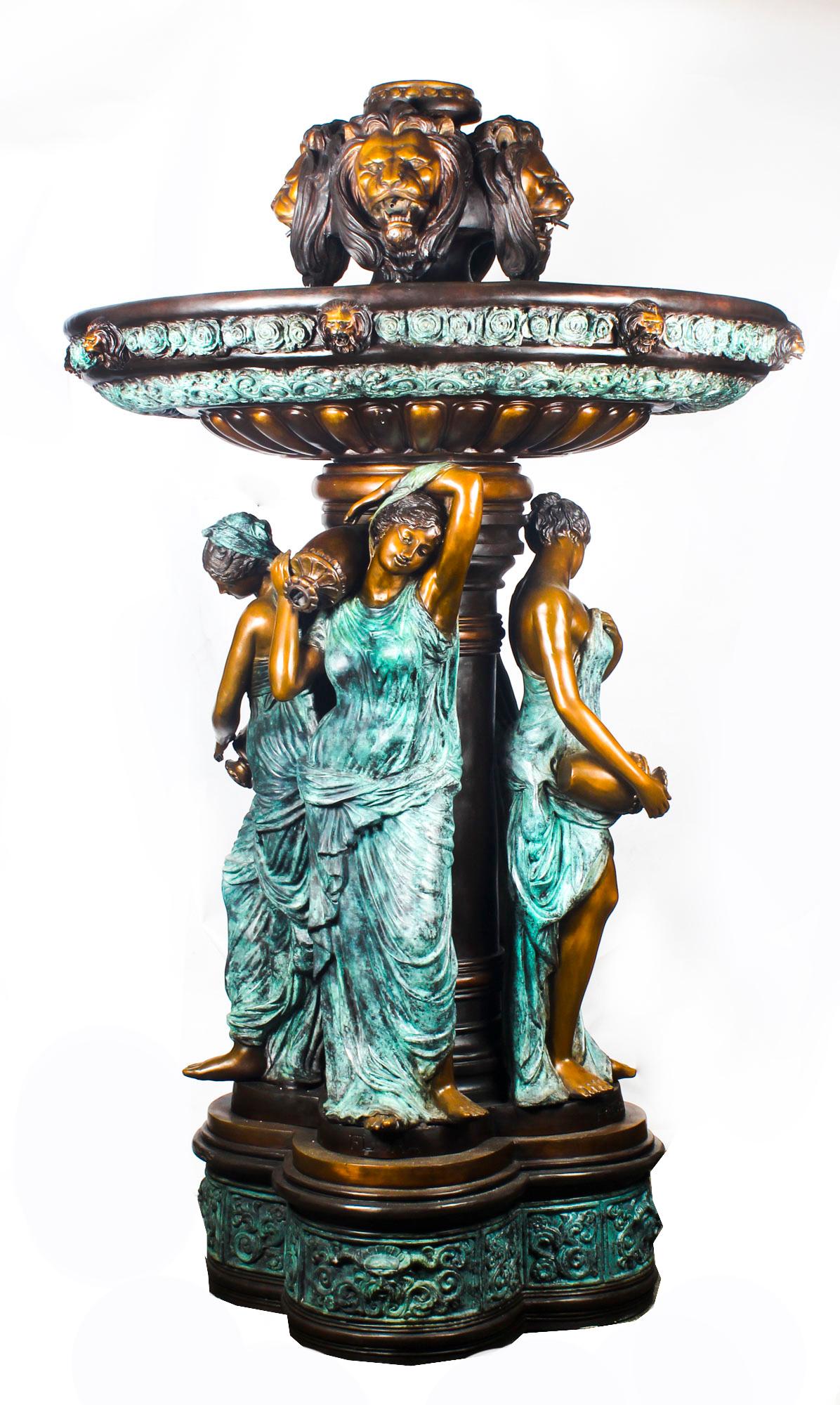 Vintage Monumental Neo-Classical Revival Bronze Sculptural Pond Fountain 20th C For Sale 12