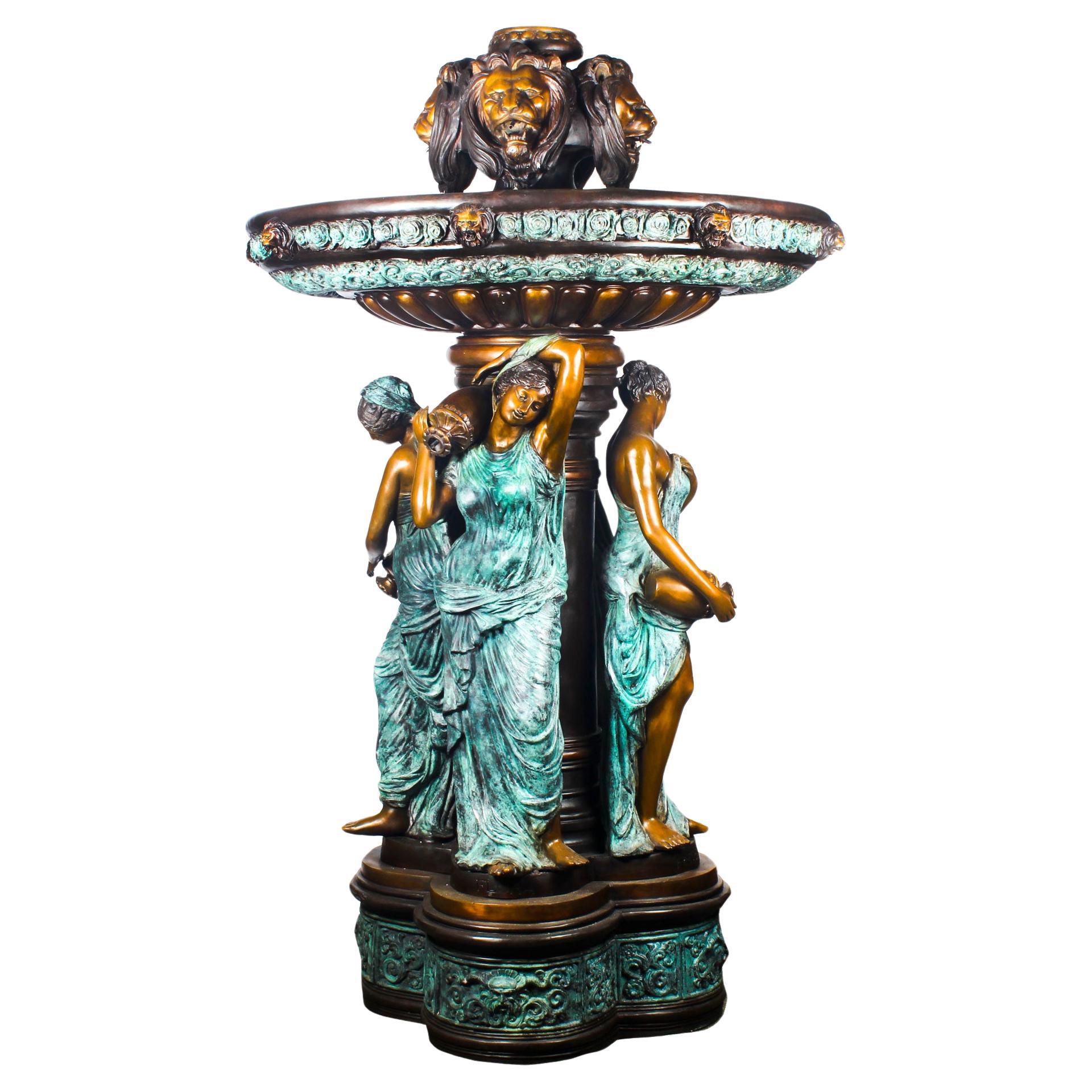 Vintage Monumental Neo-Classical Revival Bronze Sculptural Pond Fountain 20th C For Sale