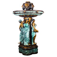 Fuente de estanque escultórica vintage monumental de bronce neoclásico del siglo XX