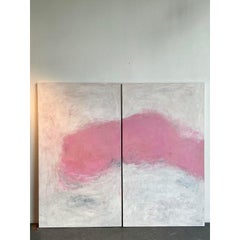 Vintage Monumental Original Abstract Diptych Oil Painting on Canvas - Set of 2