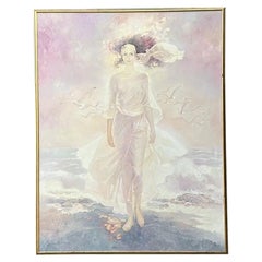 Vintage Monumental Original Abstract Figurative Oil Painting on Canvas