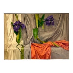 Vintage Monumental Original Oil Painting of Iris