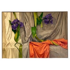 Vintage Monumental Original Oil Painting of Iris