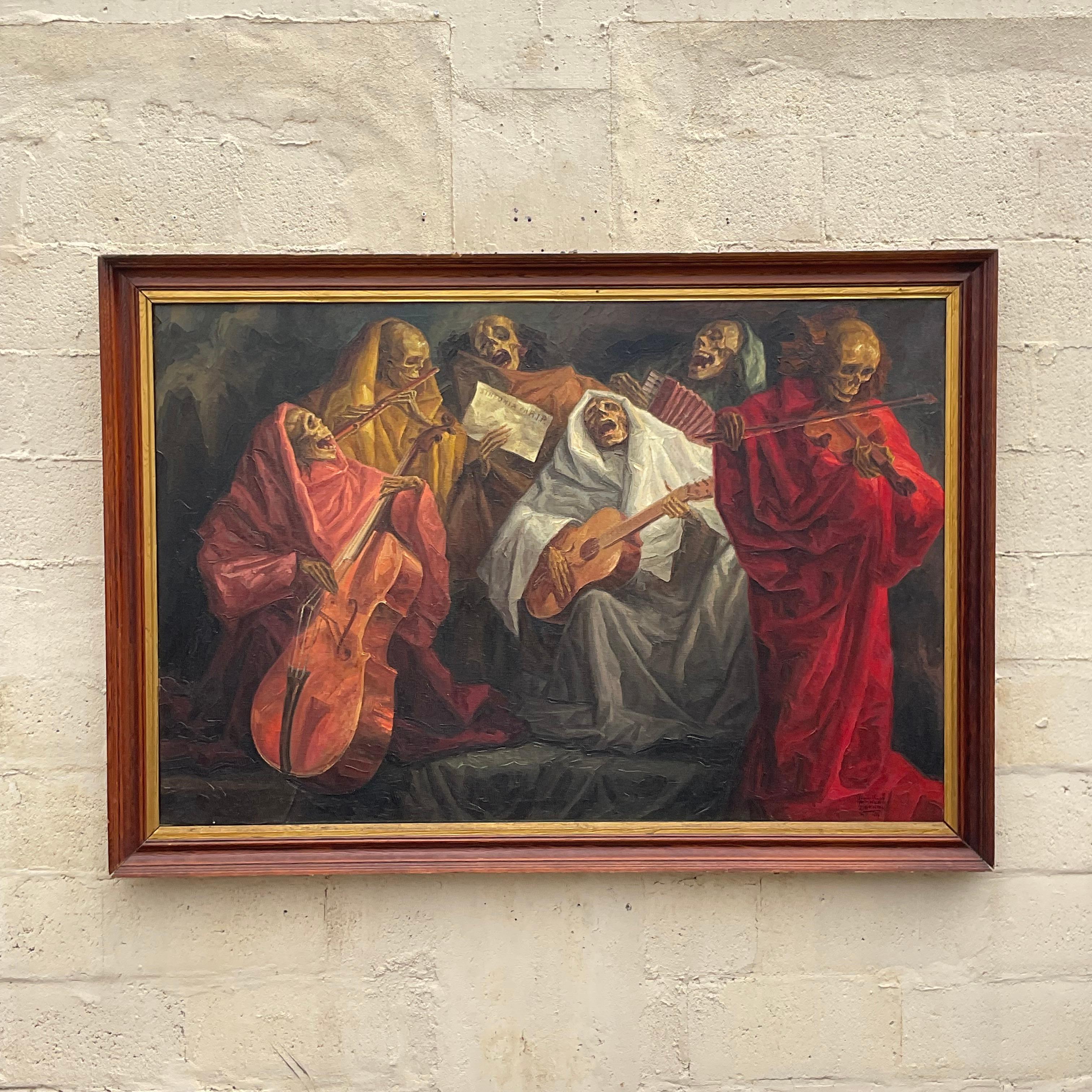 A fantastic monumental original signed oil painting. An impressive work by the Spanish artist Juan Jose Morera Guajardo. A fantastic composition in deep rich colors. Beautifully framed and signed by the artist. Acquired from a Palm Beach estate