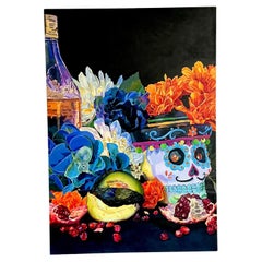 Vintage Monumental Original Still Life Oil on Canvas