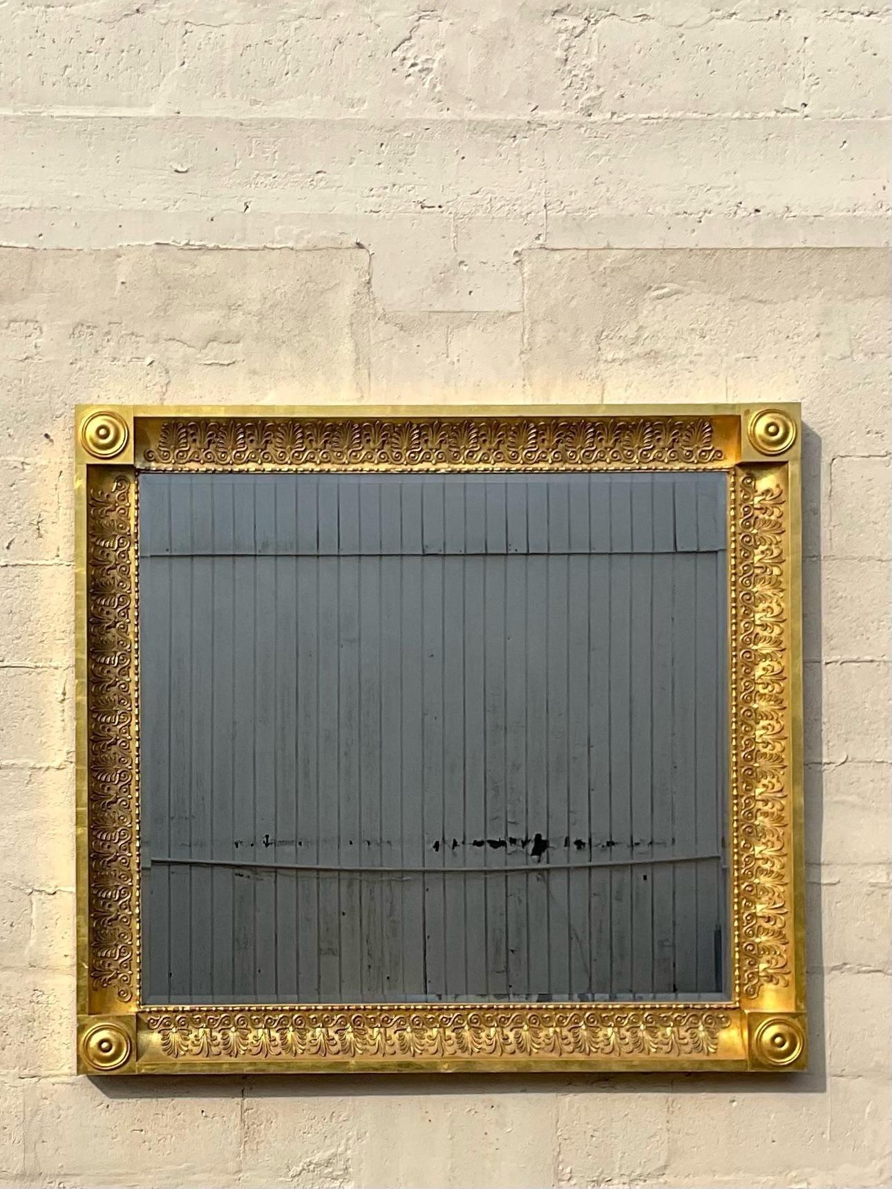 Vintage Monumental Ornate Gilt Mirror In Good Condition For Sale In west palm beach, FL