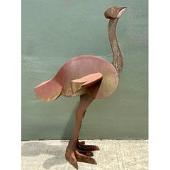 Vintage Monumental Patinated Metal Ostrich Sculpture