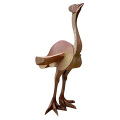 Vintage Monumental Patinated Metal Ostrich Sculpture