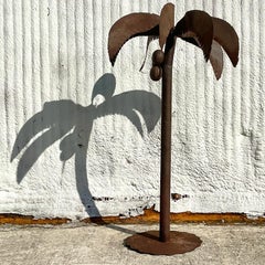 Vintage Monumental Patinated Metal Palm Tree