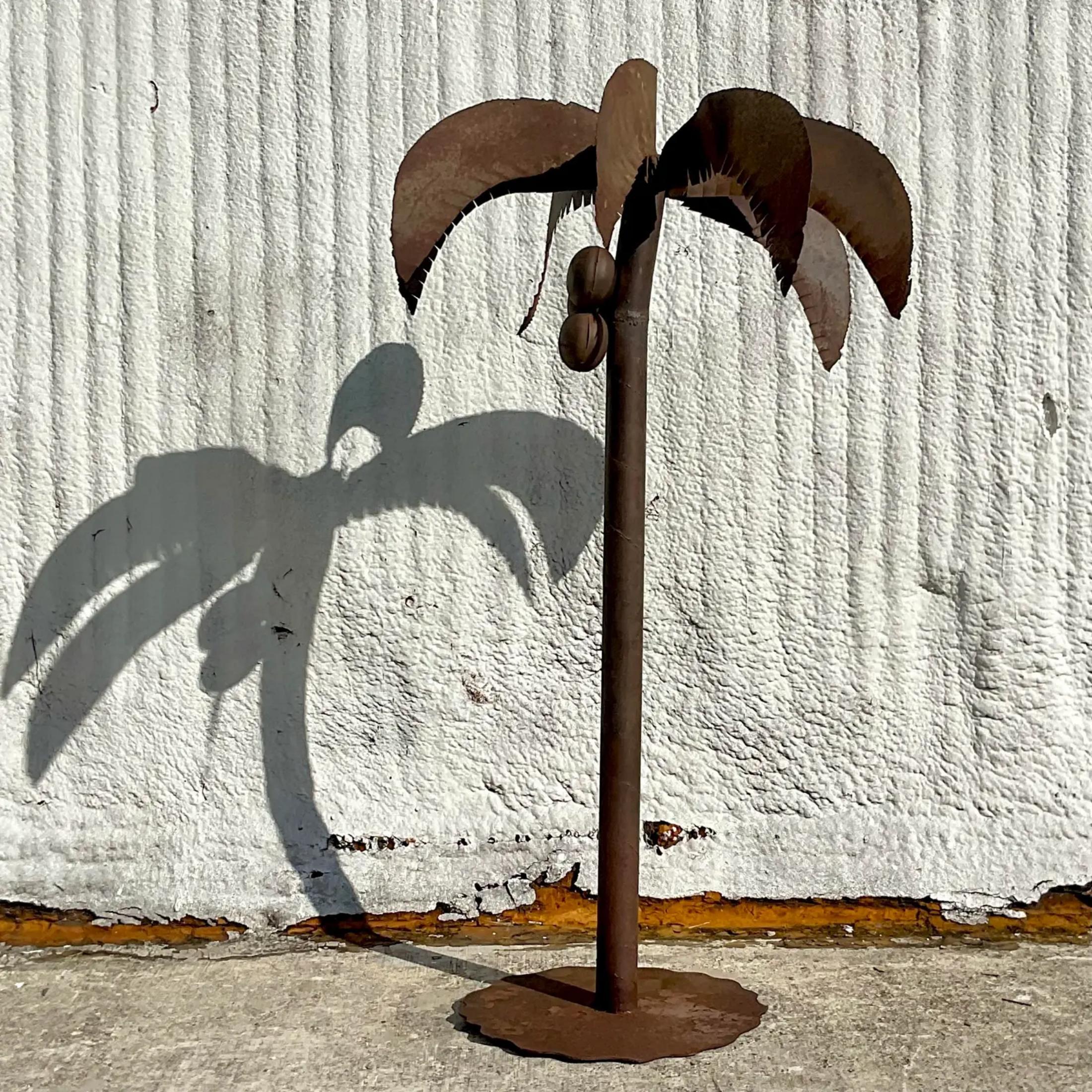 Vintage Monumental Patinated Metal Palm Tree For Sale 1