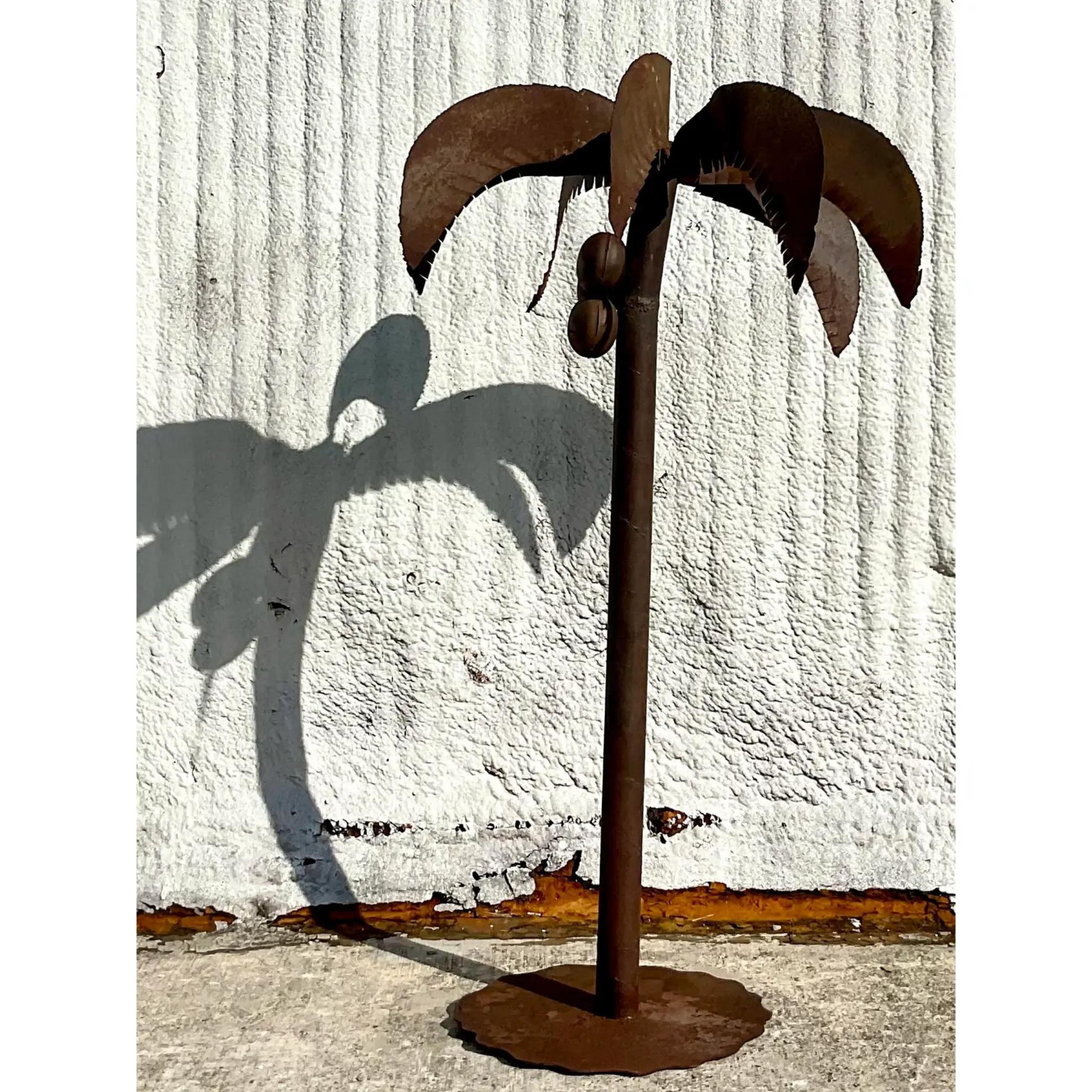 Vintage Monumental Patinated Metal Palm Tree For Sale 2