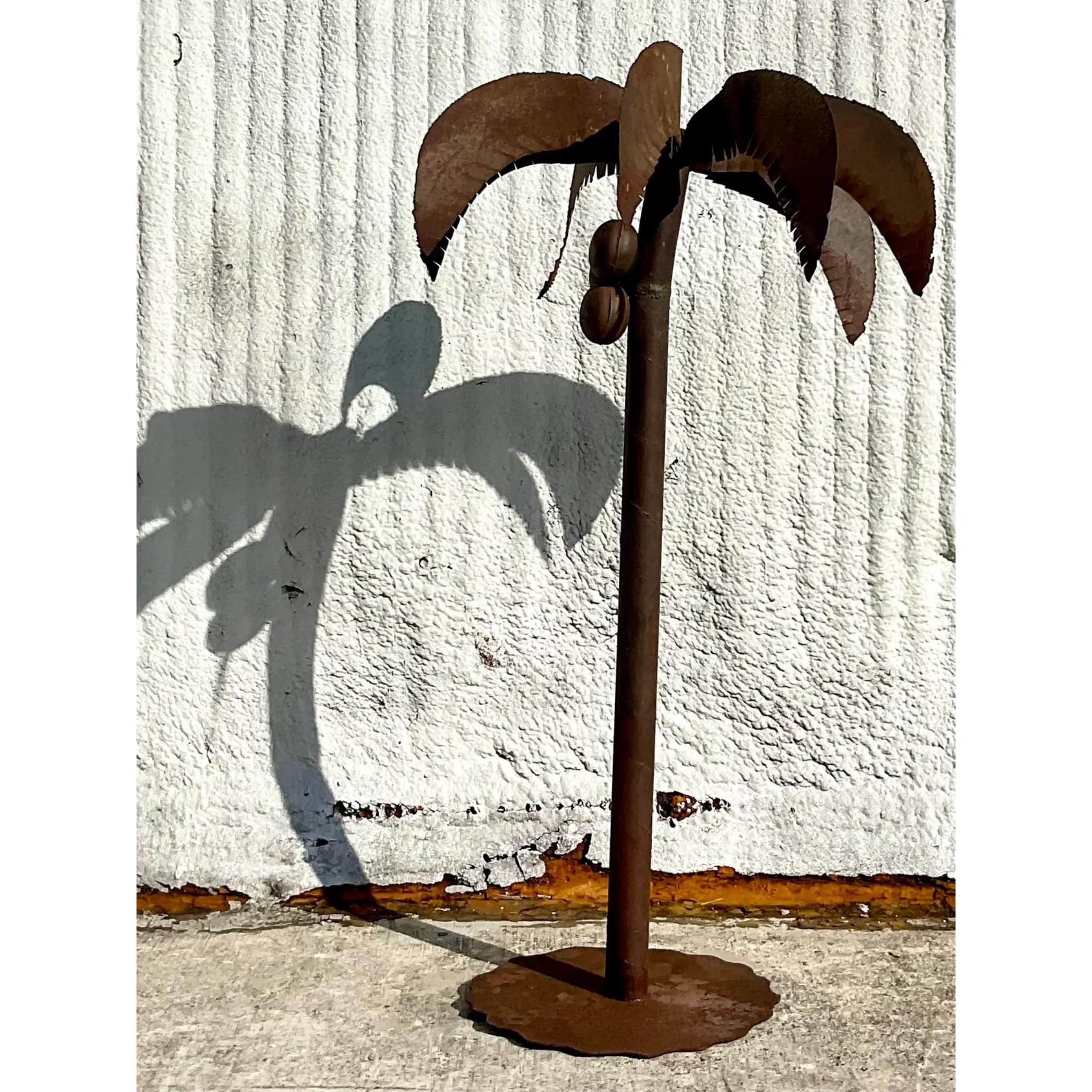 Vintage Monumental Patinated Metal Palm Tree For Sale 3