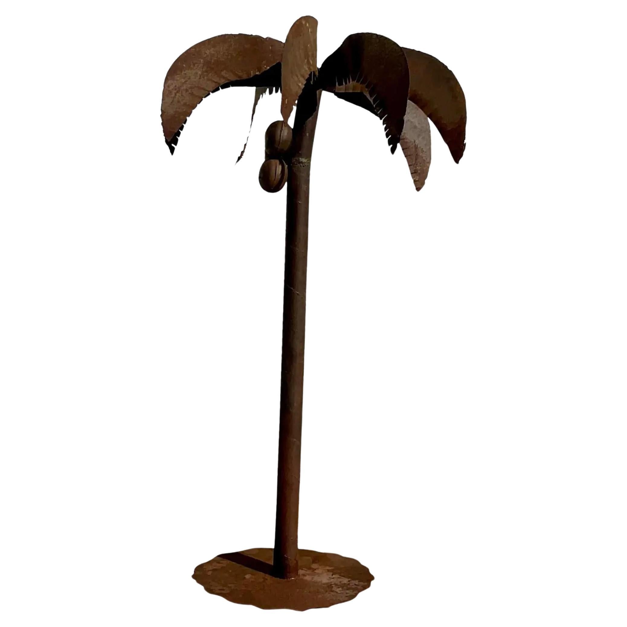 Vintage Monumental Patinated Metal Palm Tree For Sale