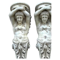 Vintage Monumental Patinated Molded Fiberglass Brackets - A Pair