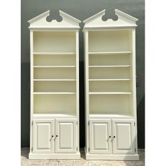 Vintage Monumental Pediment Etagere - A Pair