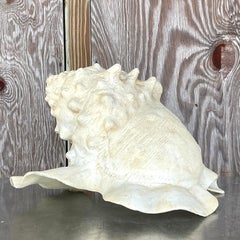 Vintage Monumental Plaster Over Resin Conch Shell