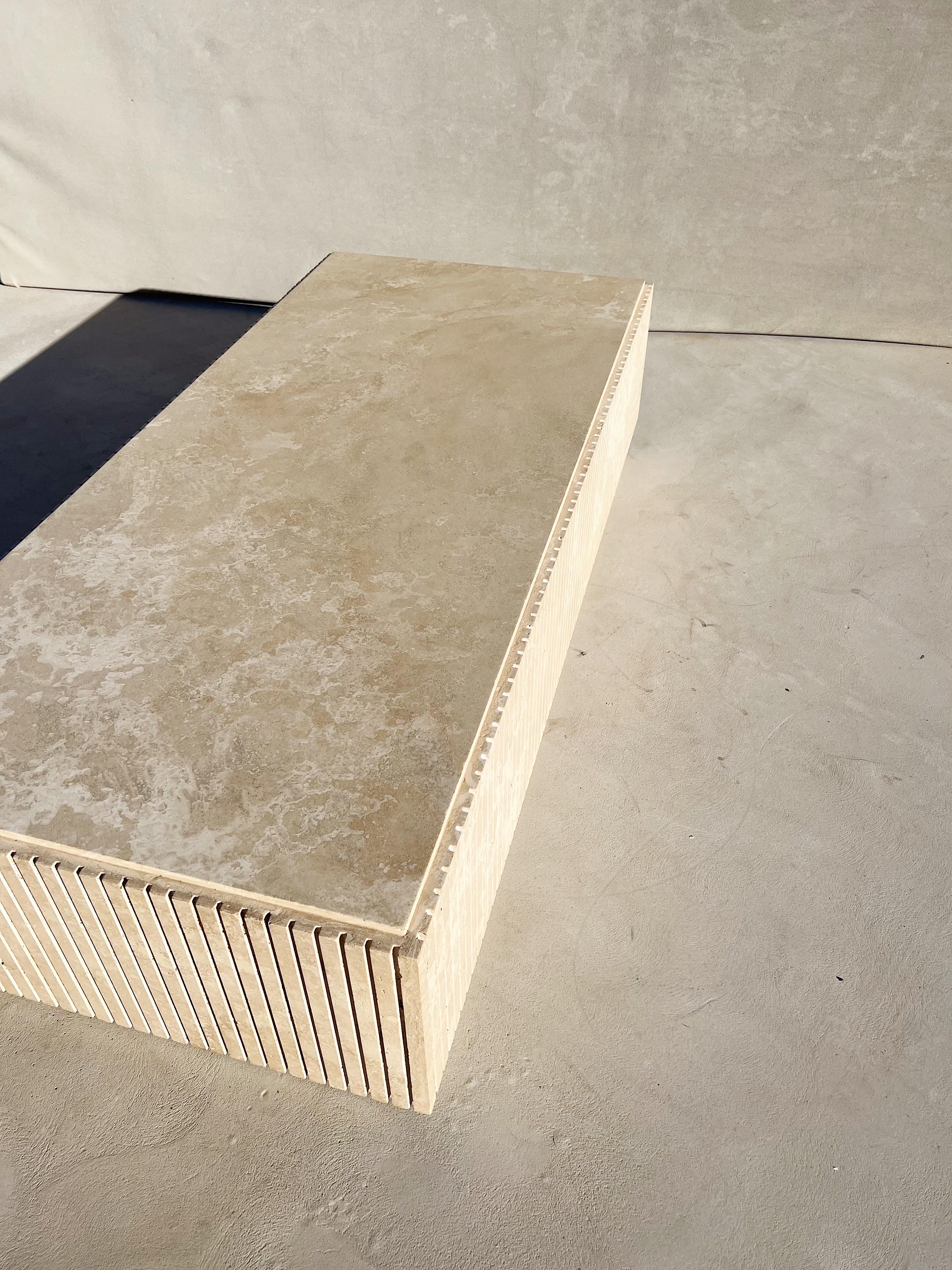 travertine plinth coffee table