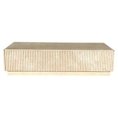 Vintage Monumental Plinth Italian Travertine Coffee Table