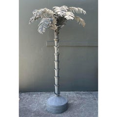 Vintage Monumental Punch Cut Galvanized. Steel Palm Tree