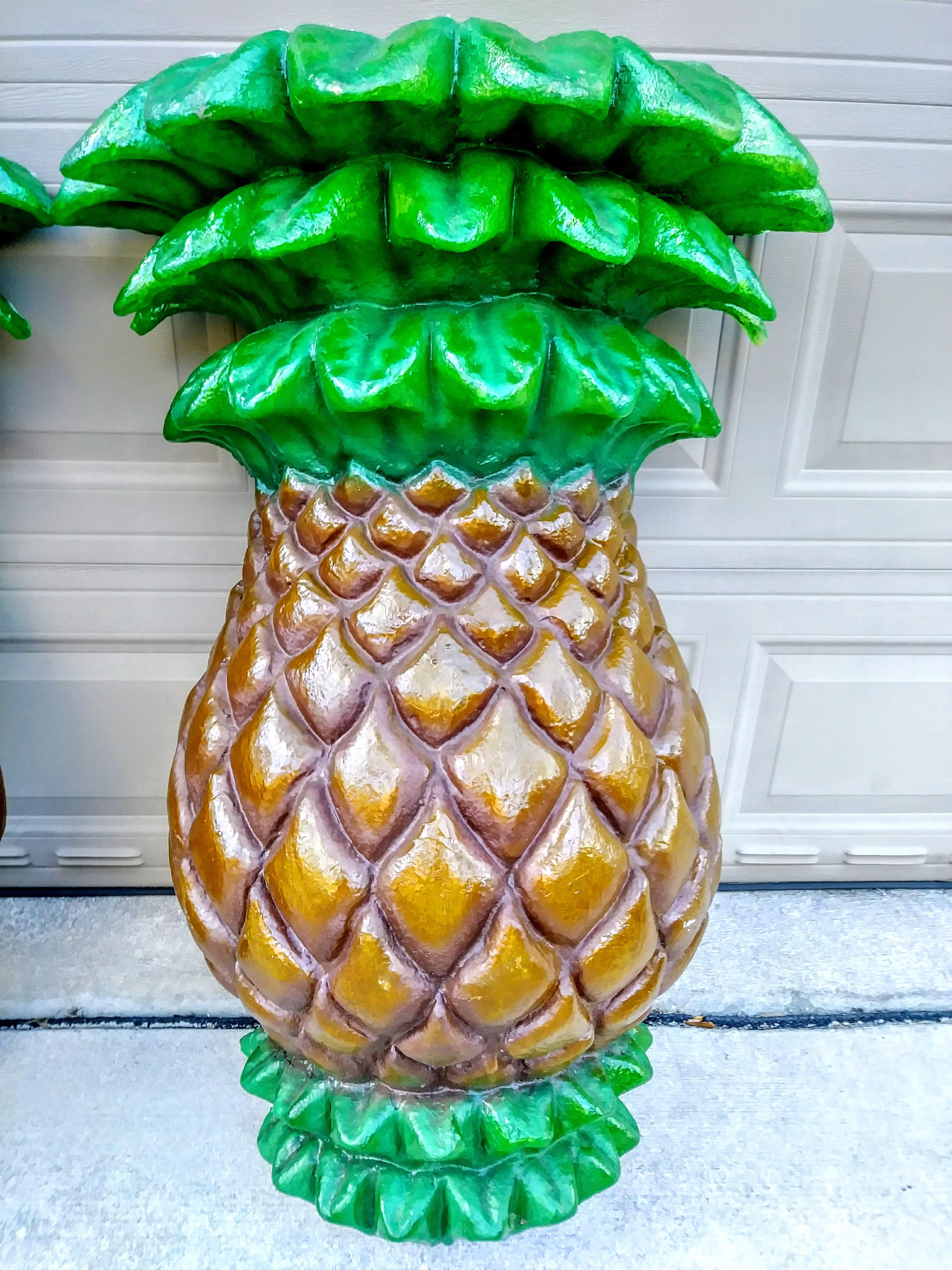 Vintage Monumental Rare 4ft Palm Beach Regency Pineapple Wall Sconces a pair For Sale 4