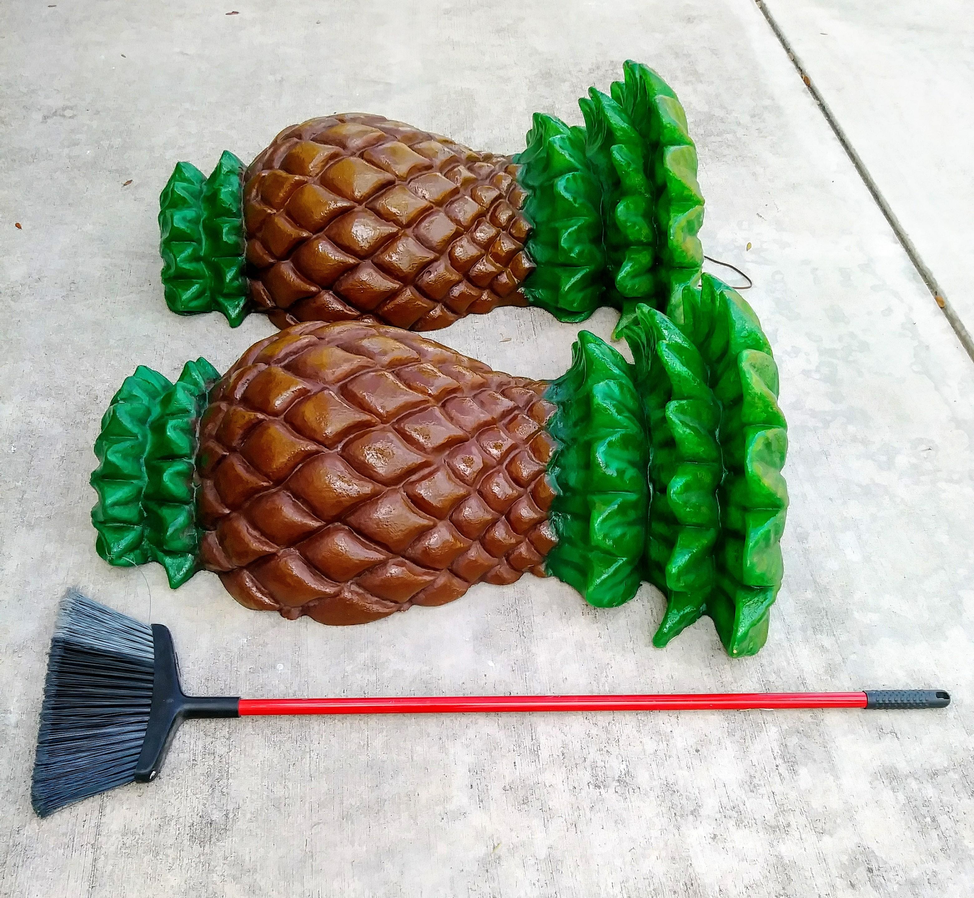 Molded Vintage Monumental Rare 4ft Palm Beach Regency Pineapple Wall Sconces a pair For Sale
