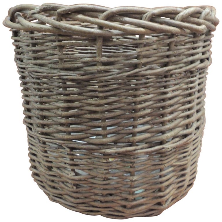 Vintage Monumental Round Willow Planter/Basket at 1stDibs