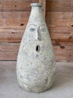 Vintage Monumental Sculptural Figurative Face Vessel Floor Vase