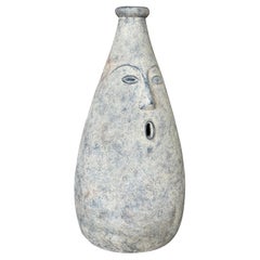 Vintage Monumental Sculptural Figurative Face Vessel Floor Vase