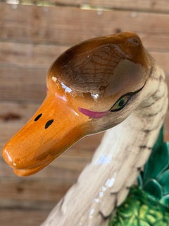 Vintage Monumental Skulptur Regency italienischen Stil Keramik Schwan Tafelaufsatz