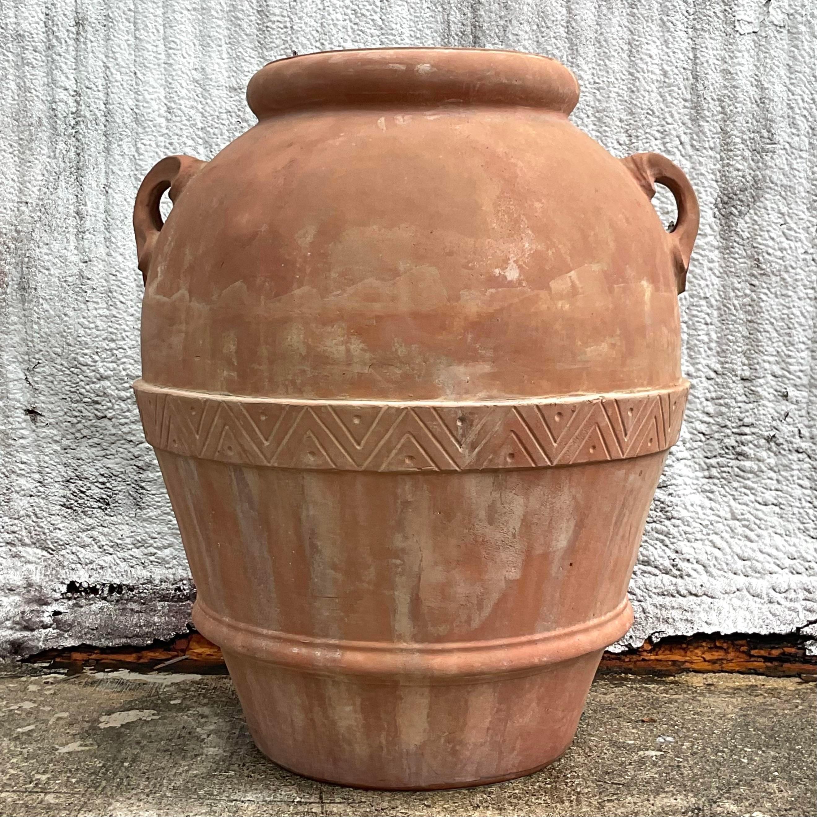 Vintage Monumental Seibert and Rice Italian Terra Cotta Urn In Good Condition For Sale In west palm beach, FL