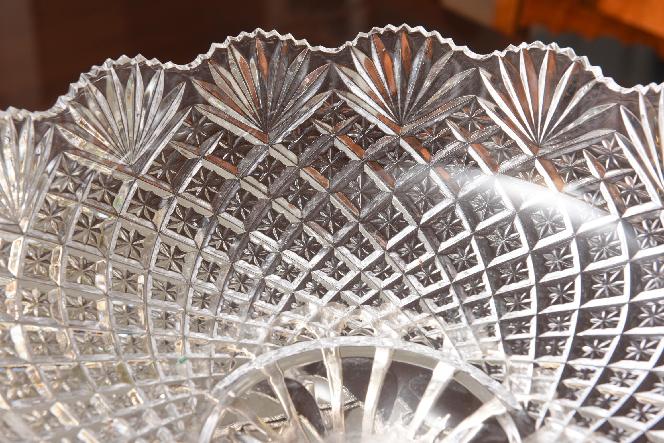 Vintage Monumental Silver Plate and Cut Crystal Centerpiece with Mirror Plateaus In Good Condition In West Palm Beach, FL