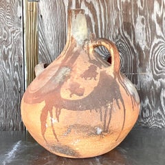 Vintage Monumental Terracotta Painted Urn