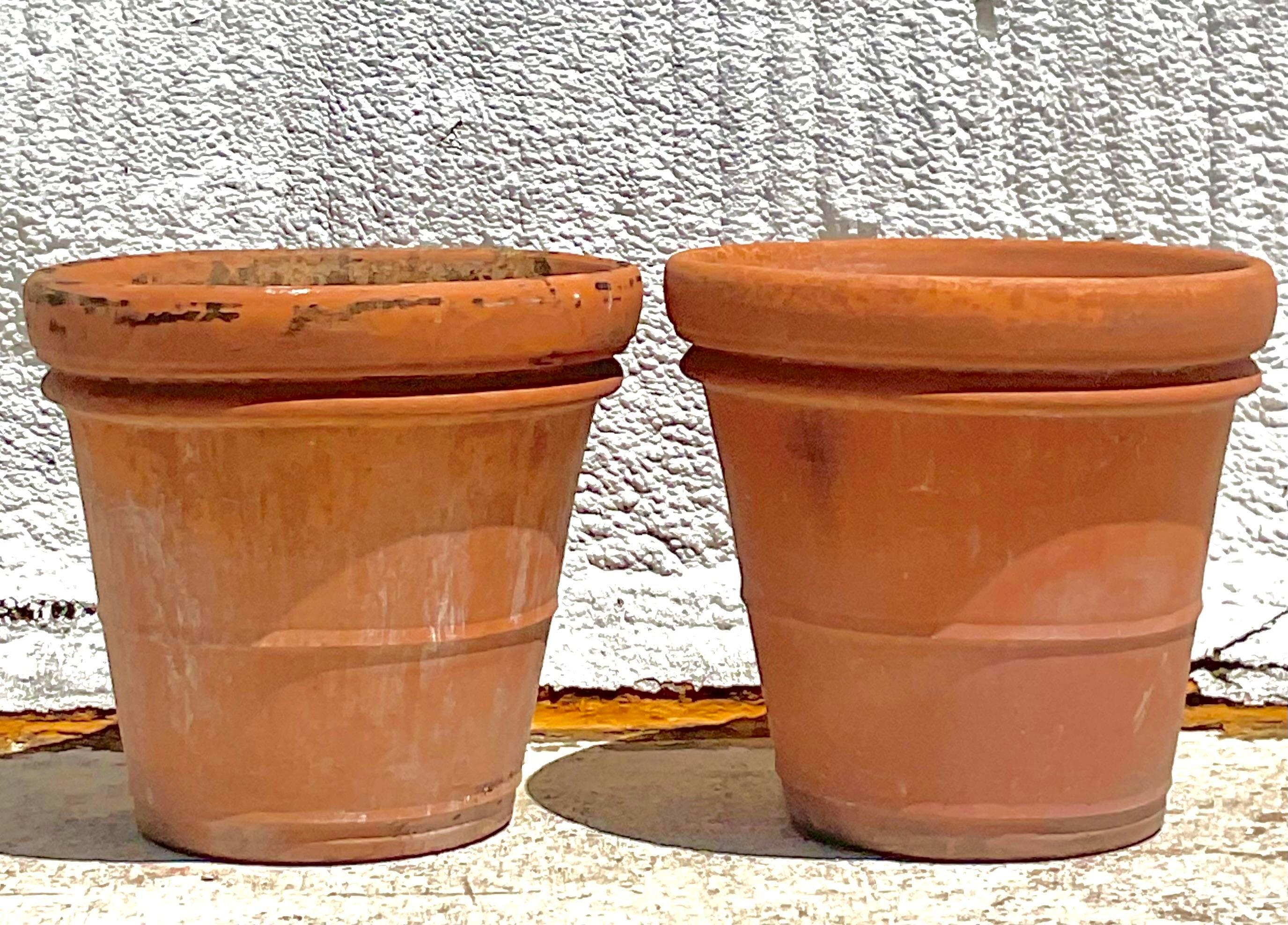 Vintage Monumental Terracotta Planters- a Pair For Sale 5
