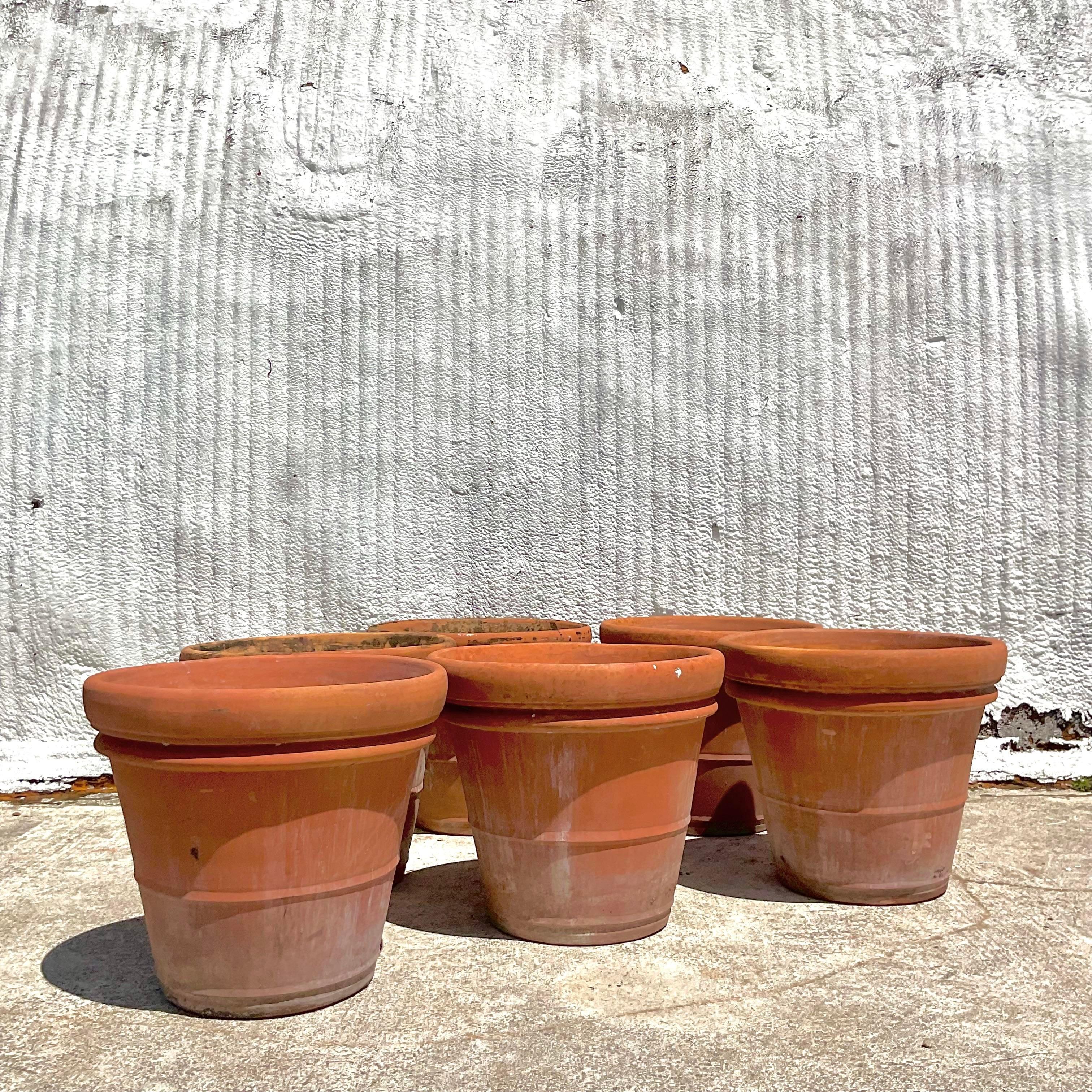 American Vintage Monumental Terracotta Planters- a Pair For Sale