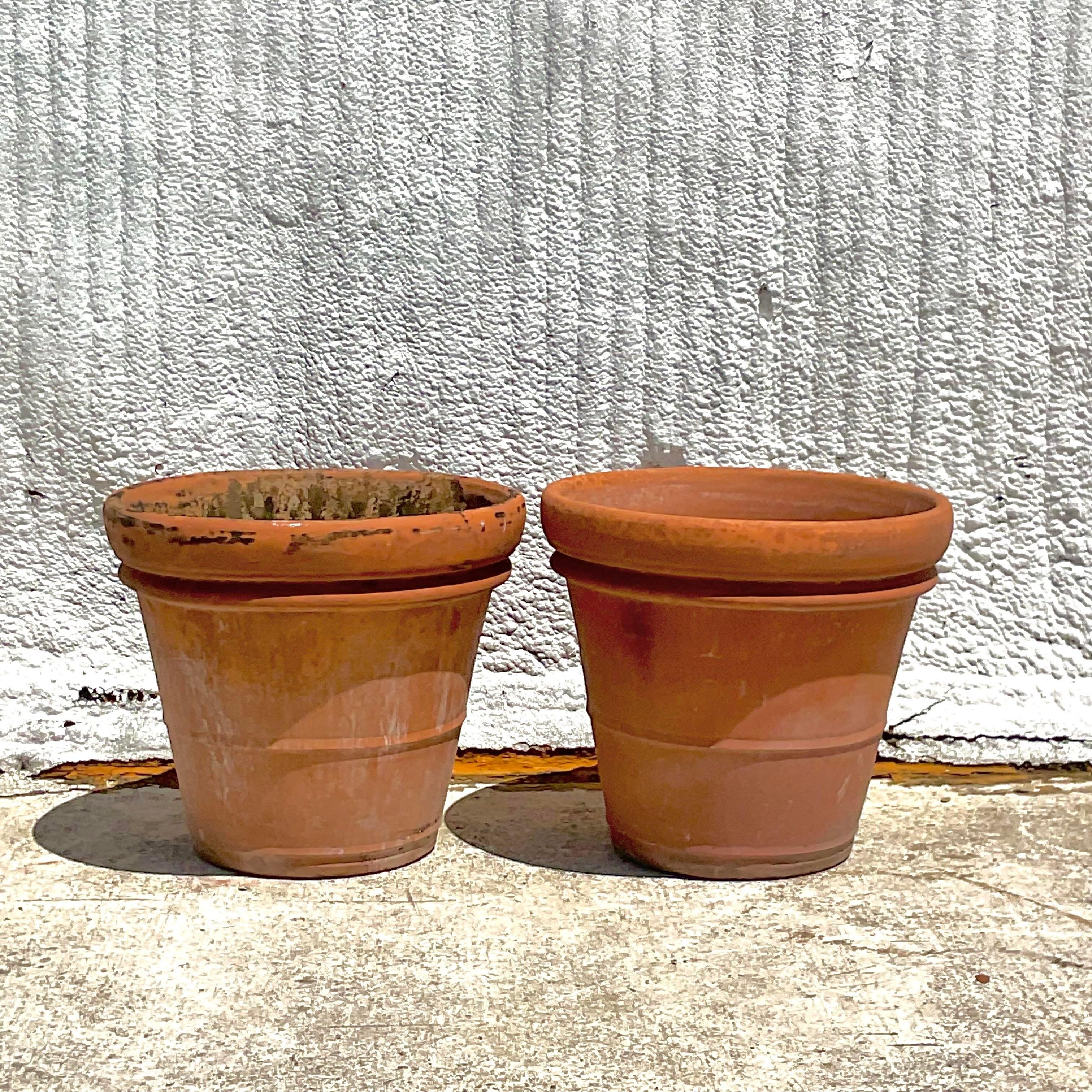 Vintage Monumental Terracotta Planters- a Pair For Sale 2