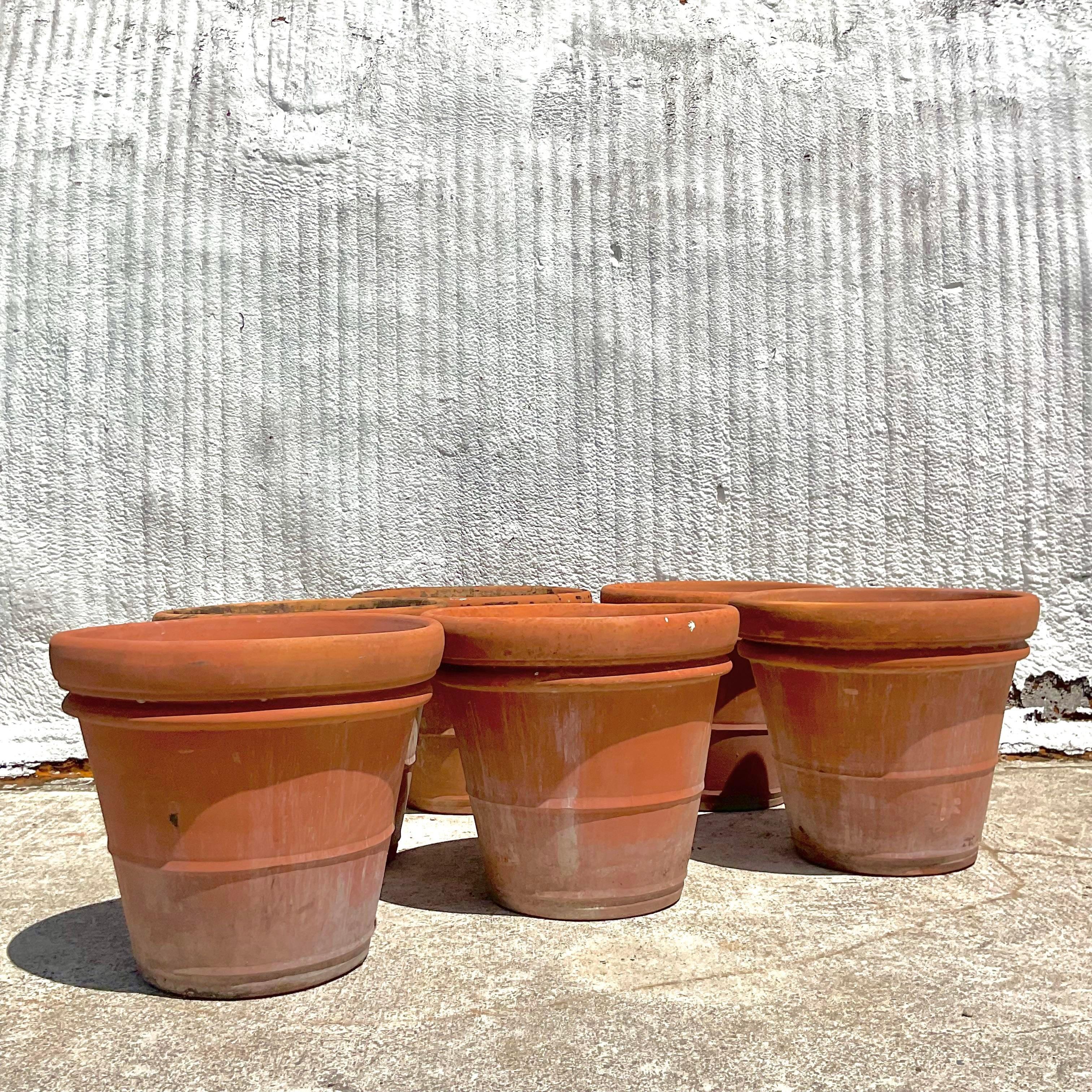 Vintage Monumental Terracotta Planters- a Pair For Sale 3