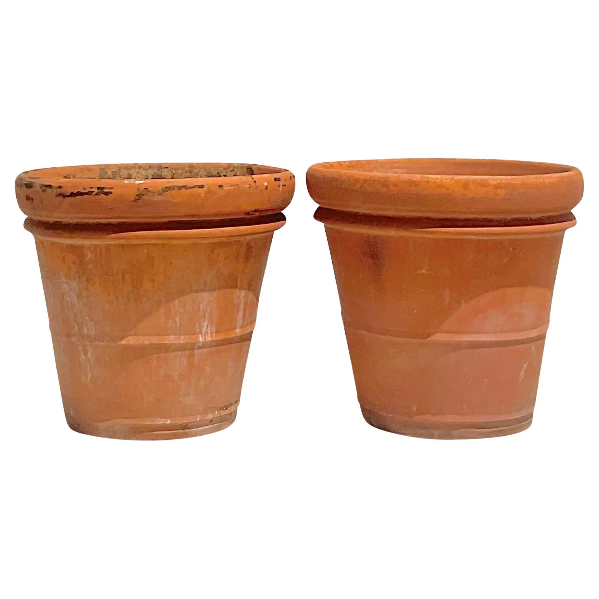 Vintage Monumental Terracotta Planters- a Pair