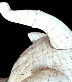 Vintage Monumental Tesselated Bone Maitland Smith Style Foo Dog statues a pair