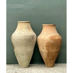 Vintage Monumental Turkish Terracotta Vessels - A Pair