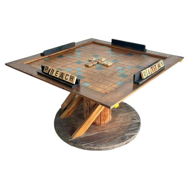 Vintage Monumental Wood Scrabble Board Game Table For Sale at 1stDibs