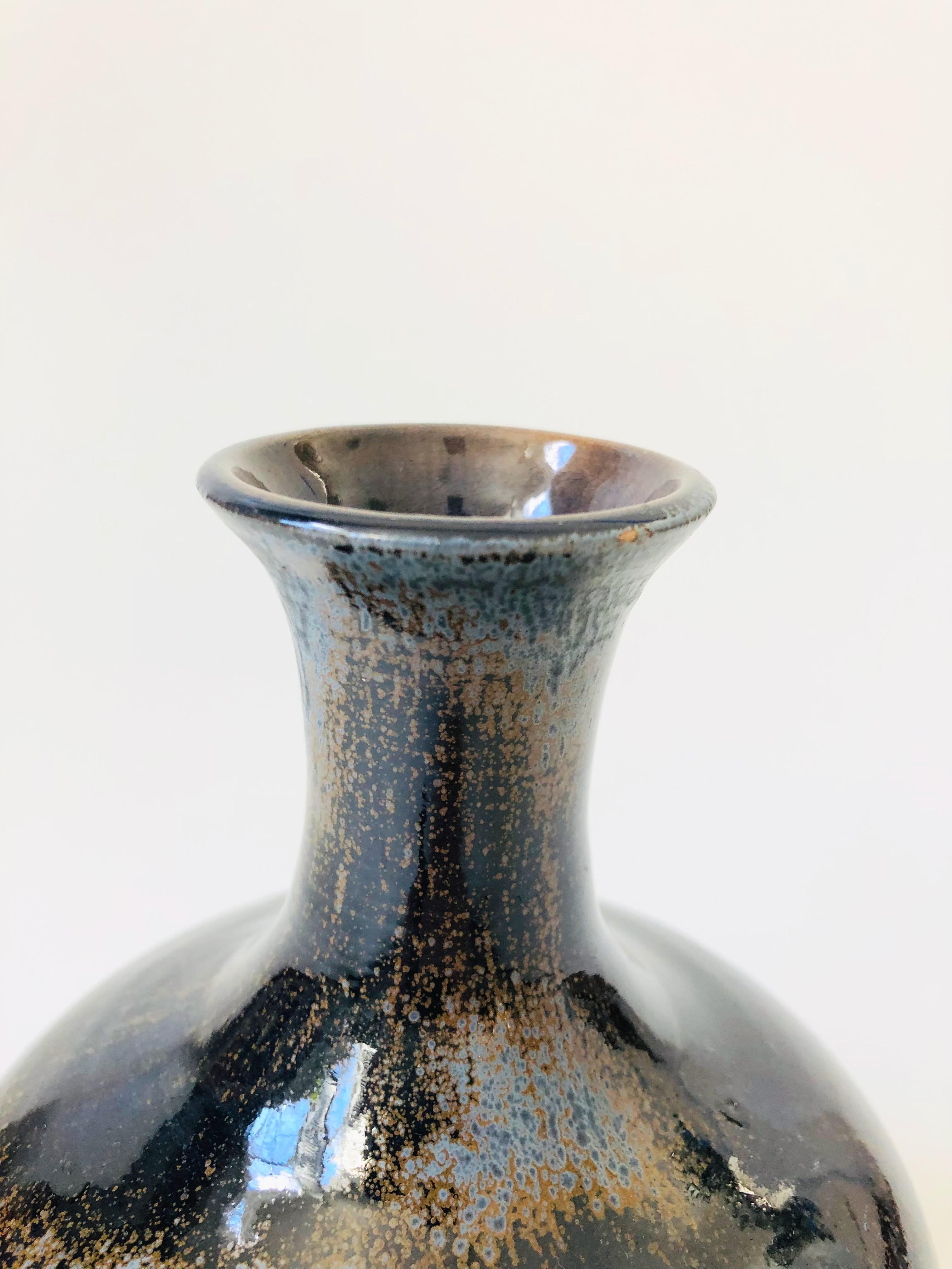 Organic Modern Vintage Moody Blue Pottery Vase