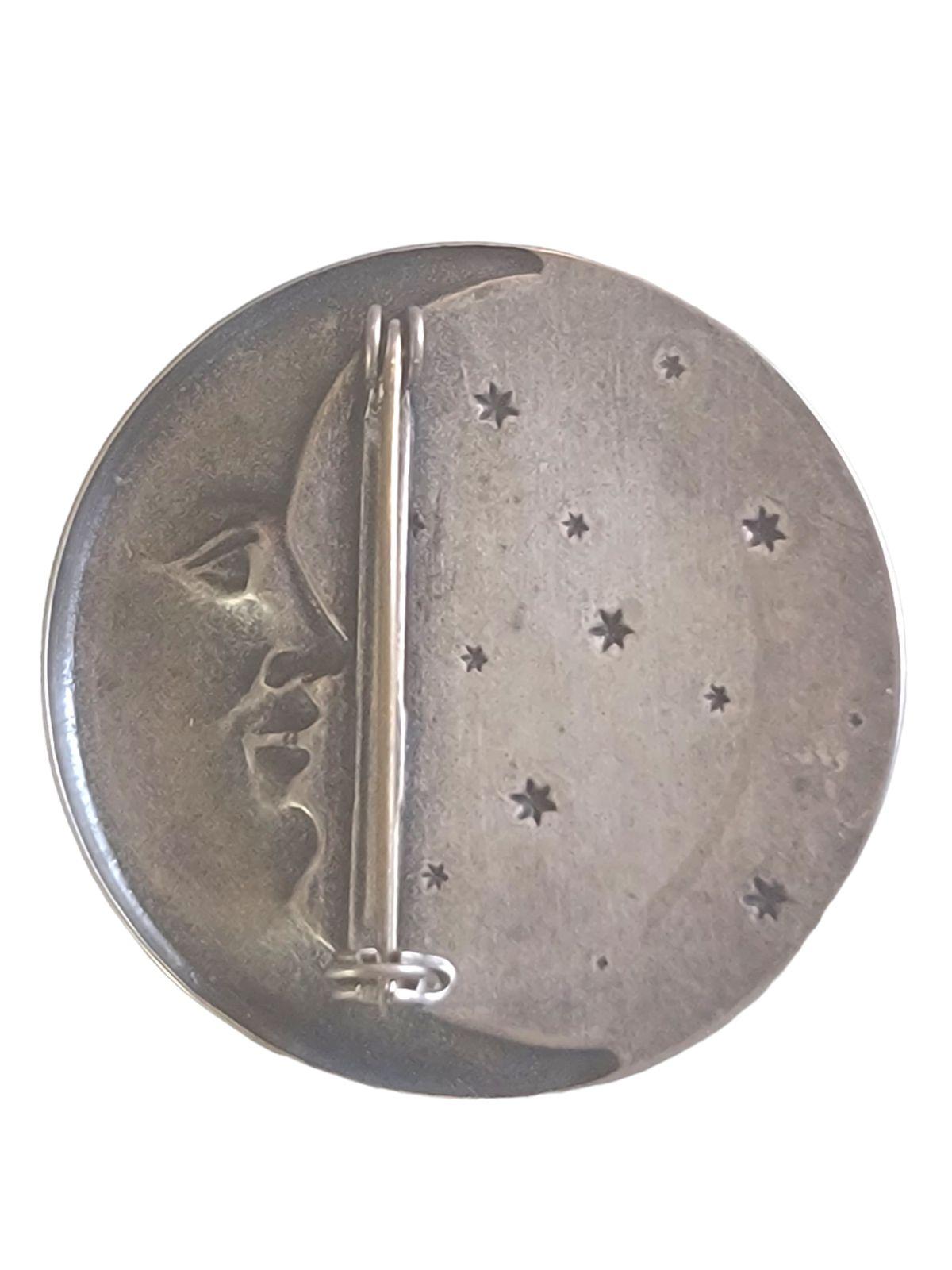 Modernist Vintage Moon and Stars Celestial Brooch Pin For Sale