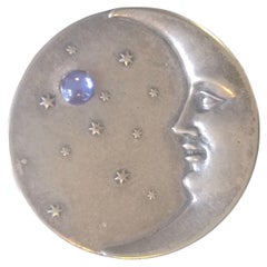 Retro Moon and Stars Celestial Brooch Pin