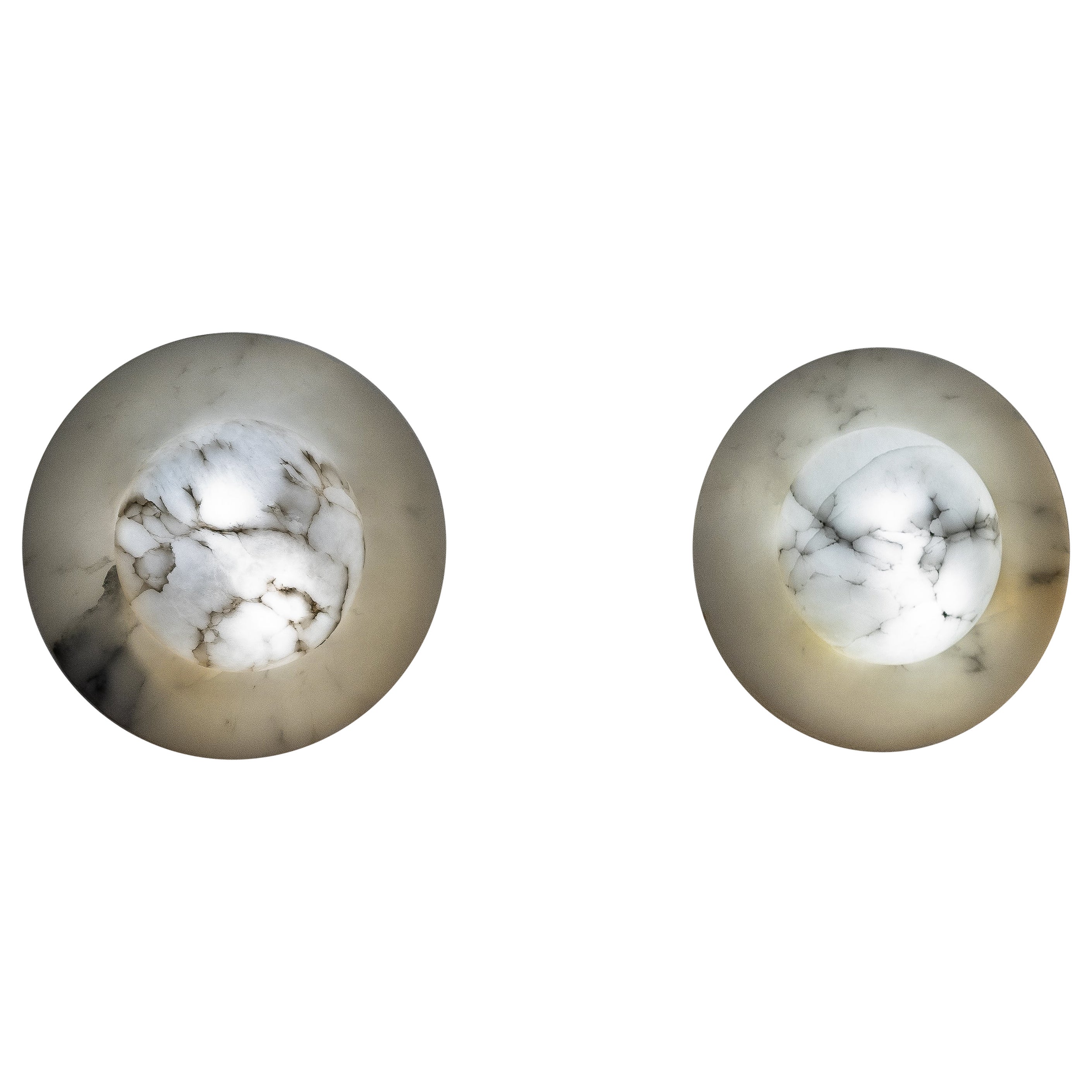 Vintage Moon Motif Alabaster Wall Sconces For Sale