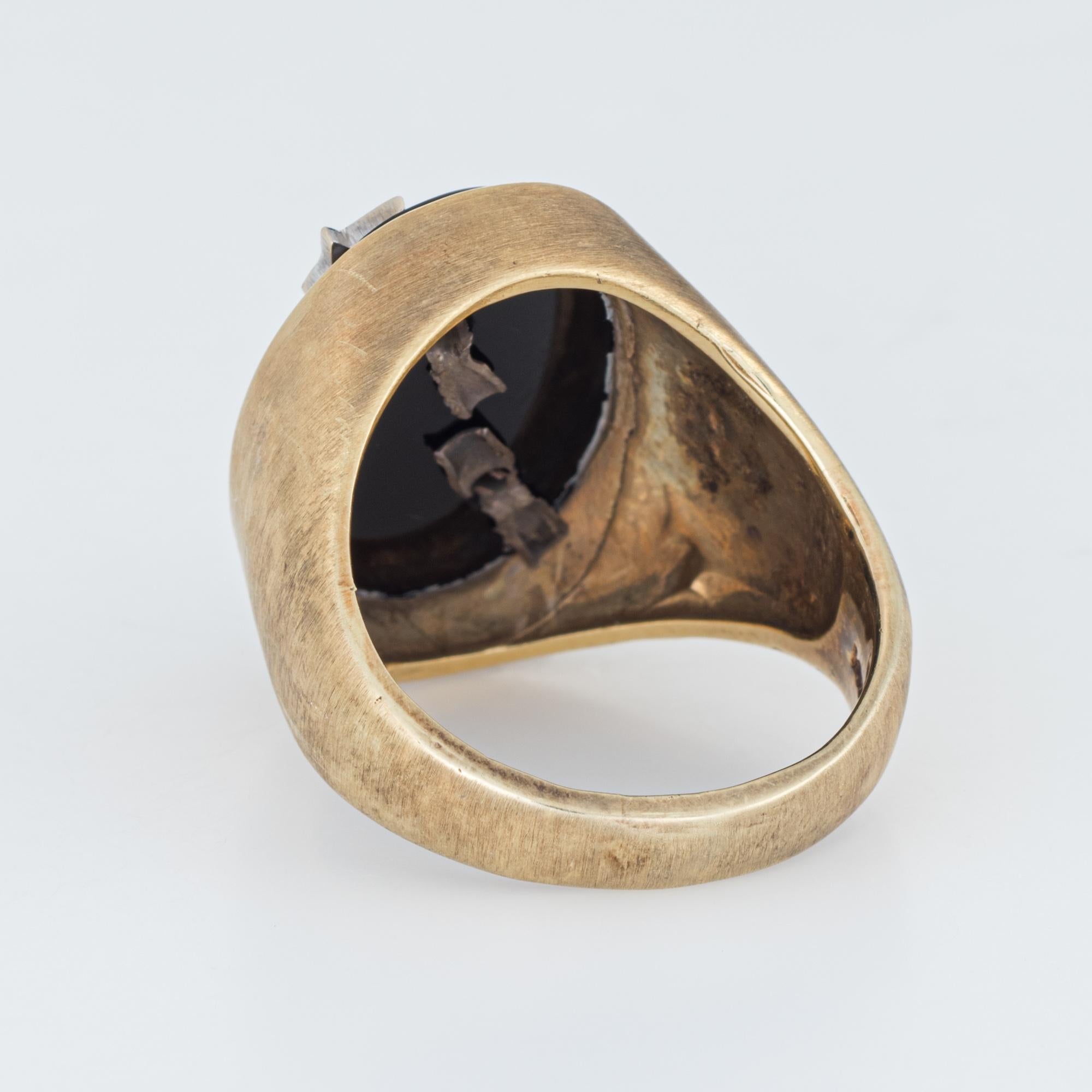 Modern Vintage Moon and Star Diamond Ring Men's 14 Karat Gold Celestial Jewelry