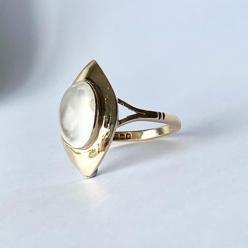 Modern Vintage Moonstone and 9 Carat Gold Ring For Sale