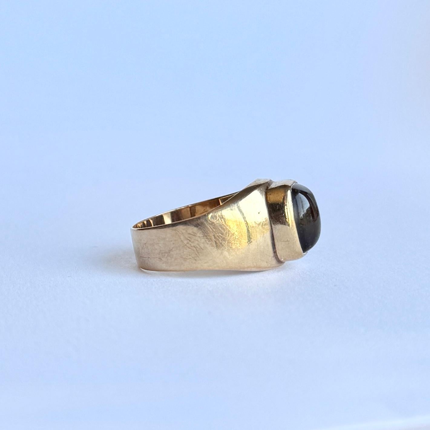 Anillo de sello vintage de piedra lunar y oro de 9 quilates en Bueno estado para la venta en Chipping Campden, GB