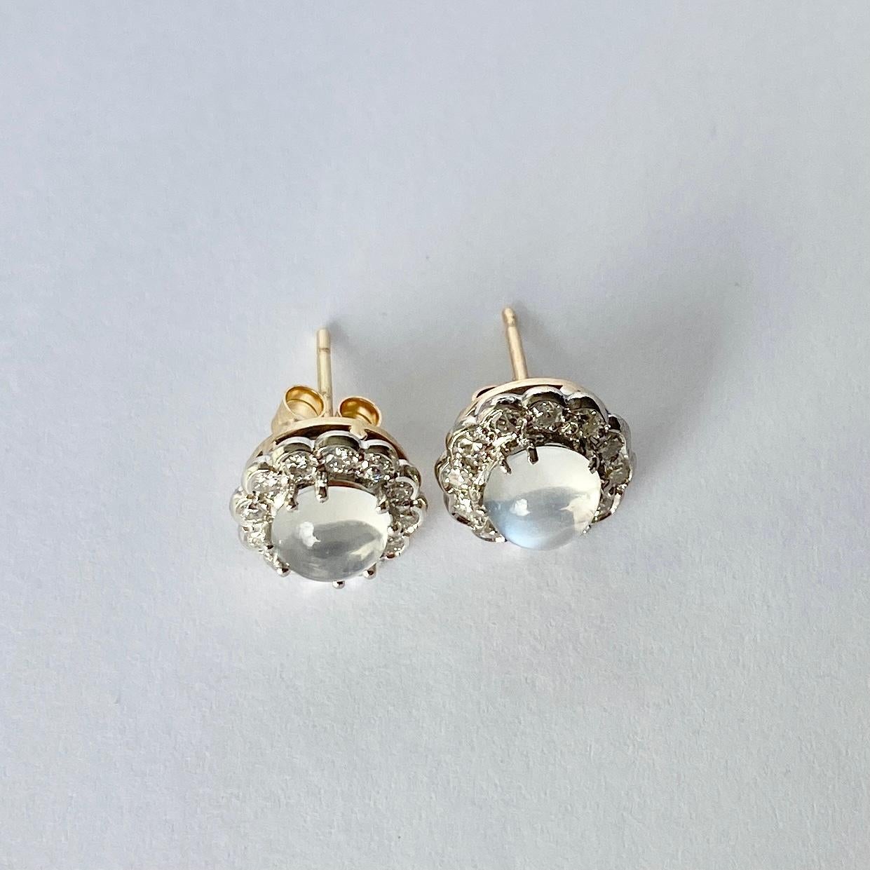 moonstone and diamond earrings