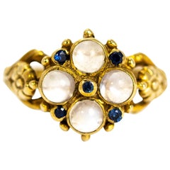 Vintage Moonstone and Sapphire 9 Carat Gold Ring